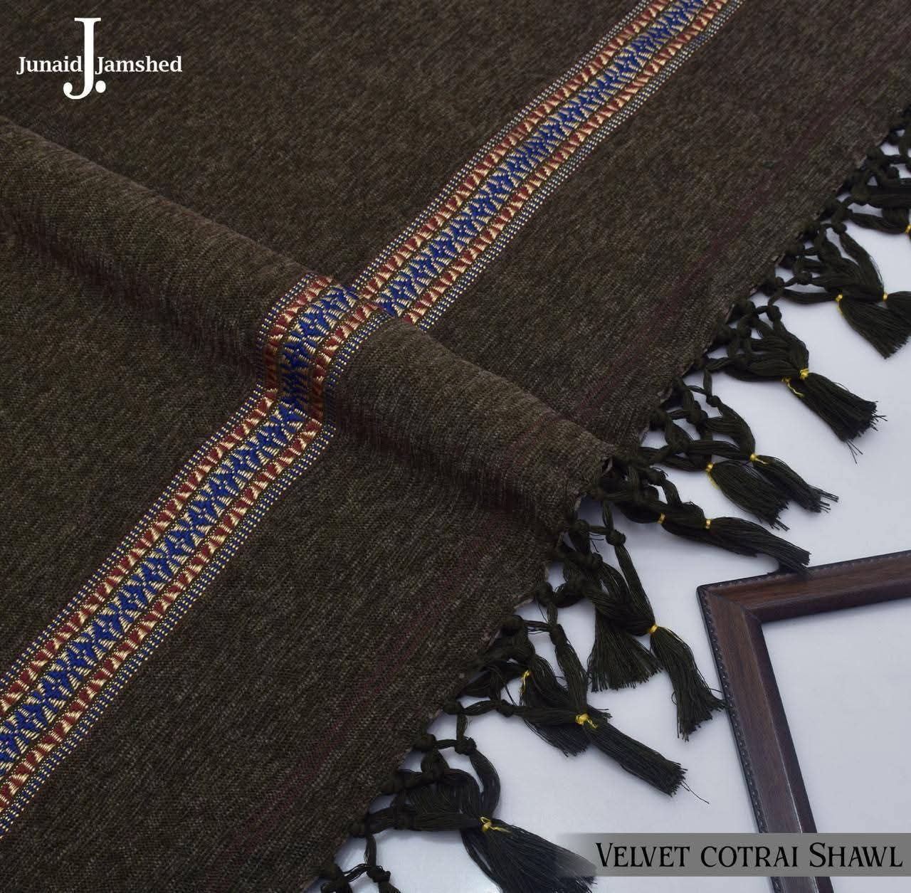 J. Premium Velvet Cotrai Shawl - Olive