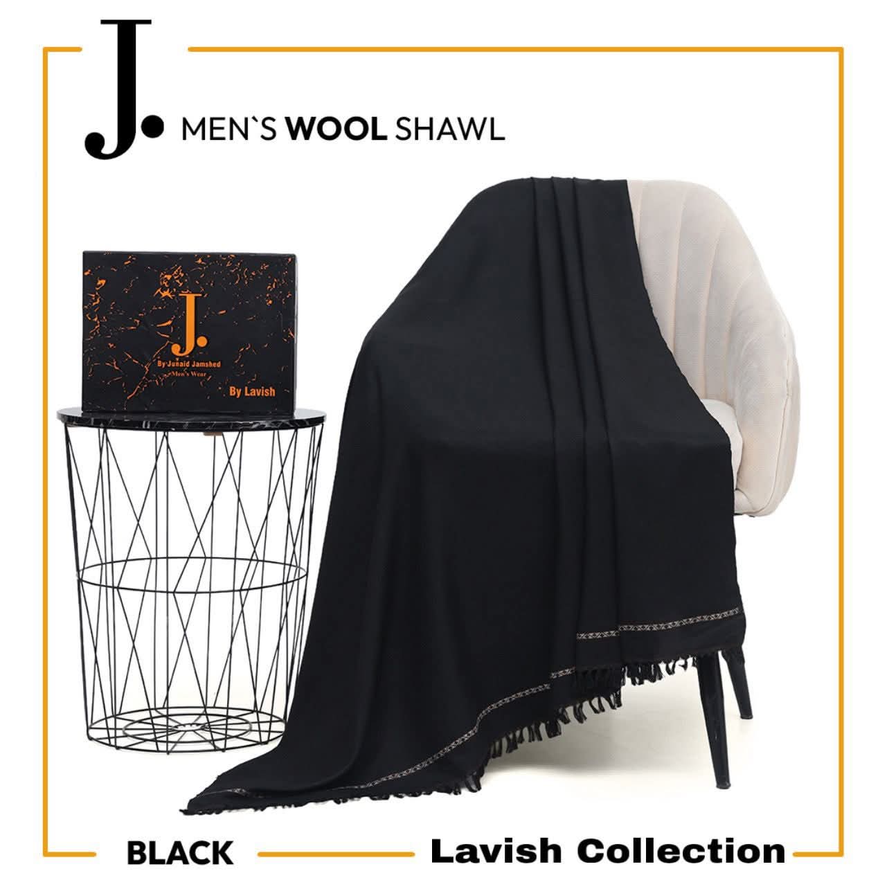 J. Luxury Wool Shawl - Black