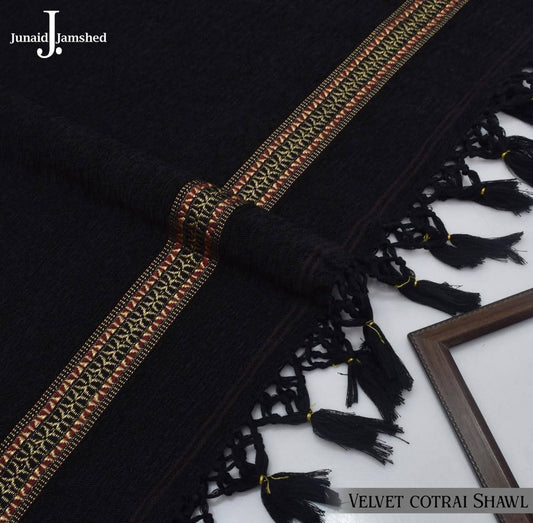 J. Premium Velvet Cotrai Shawl - Black