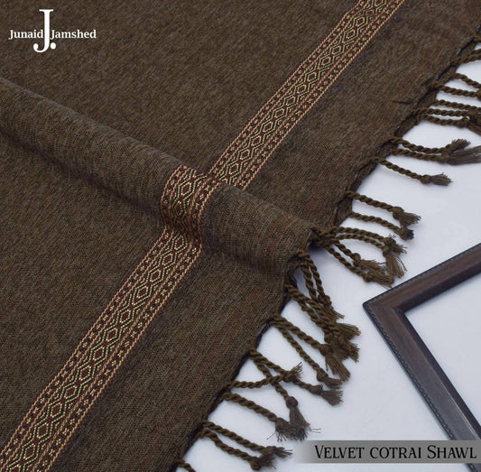 J. Premium Velvet Cotrai Shawl - Brown
