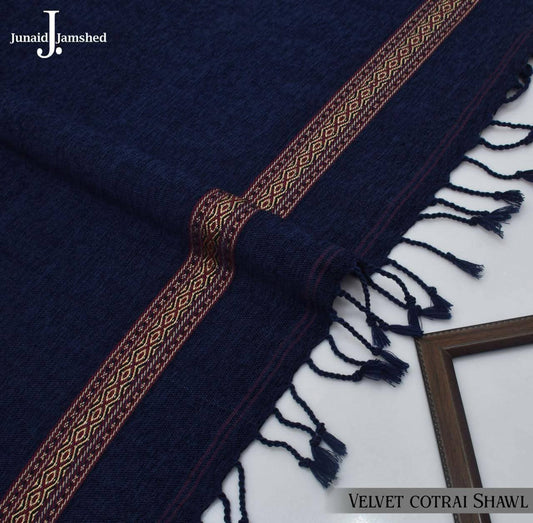 J. Premium Velvet Cotrai Shawl - Blue