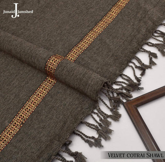 J. Premium Velvet Cotrai Shawl - Dark Grey