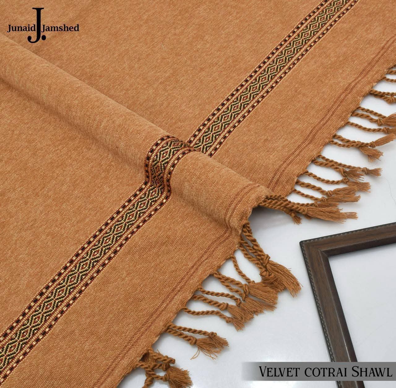 J. Premium Velvet Cotrai Shawl - Camel Brown